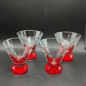 Crate and Barrel Dizzy Cocktail Glasses in Red Set of 4